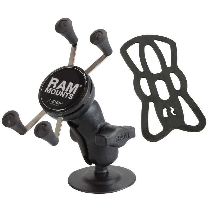 RAM X-Grip Short Phone Mount with Flex Adhesive Base & 1" Ball – Universal Fit