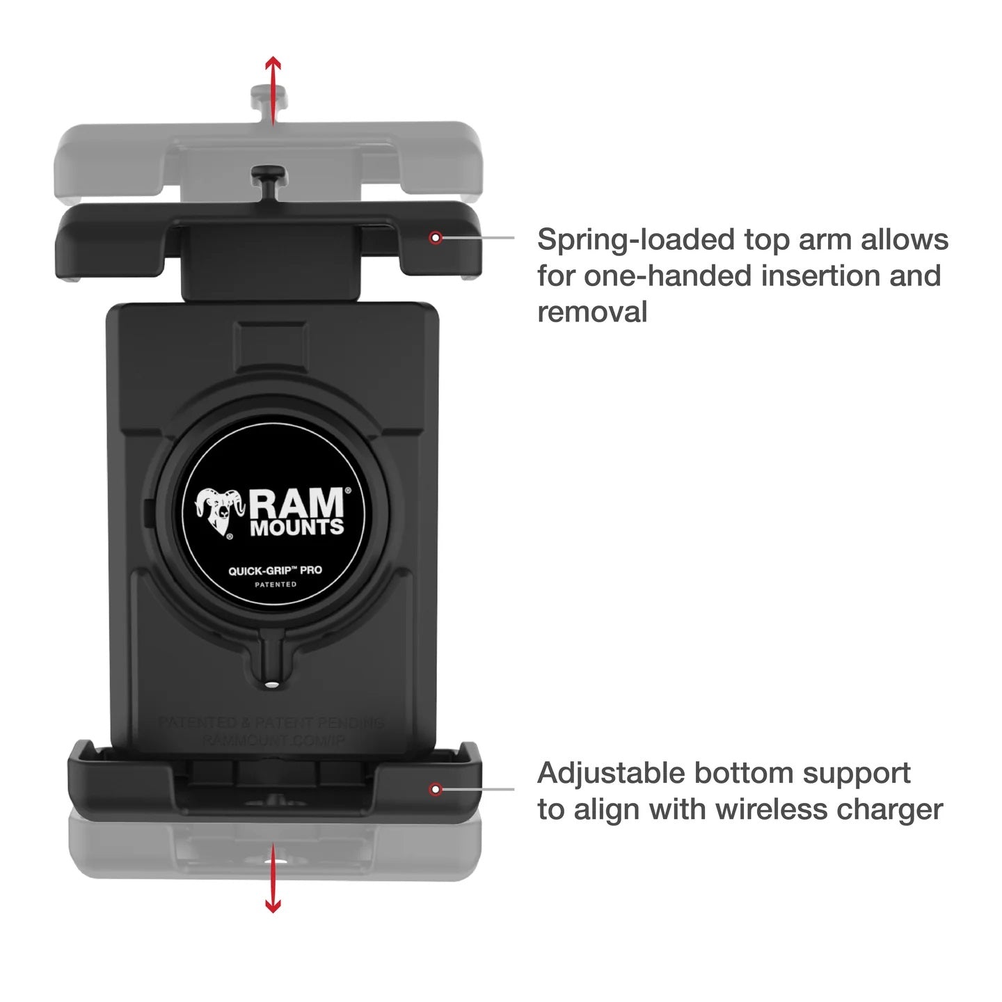 RAM® Quick-Grip™ Pro XL Phone Mount with Handlebar U-Bolt Base – Medium