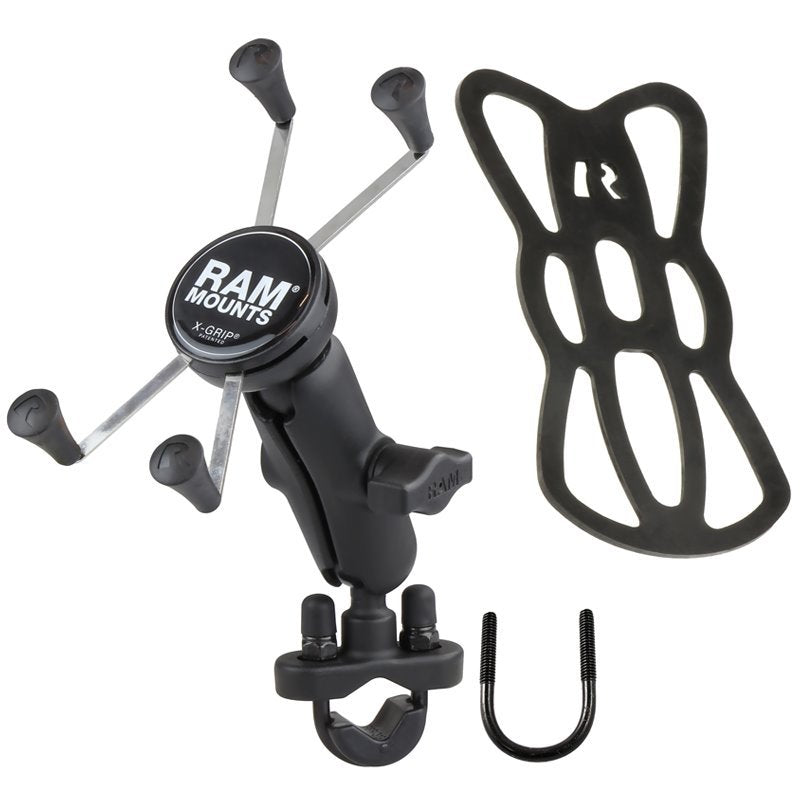 RAM® X-Grip® Large Phone Handlebar Mount with Medium Arm & U-Bolt Base | Fits 0.5"–1.25" Bars