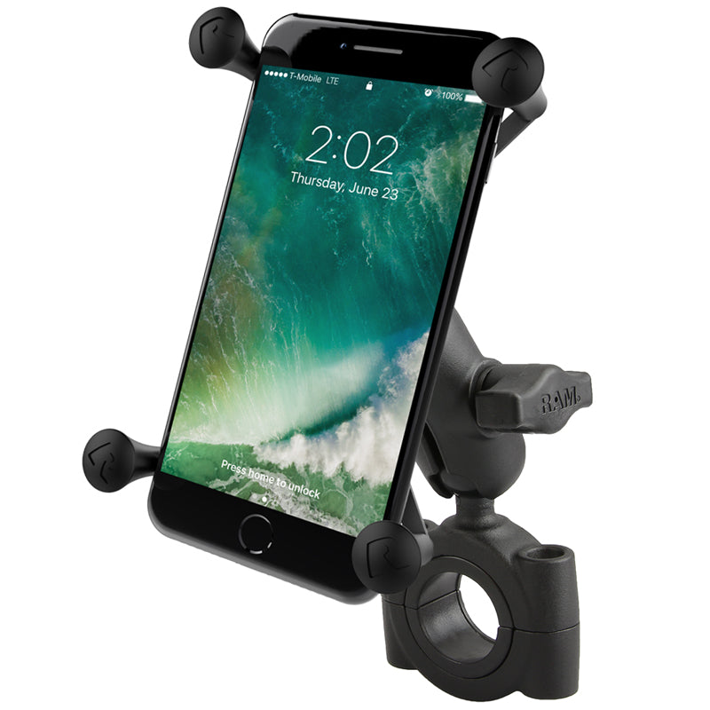 RAM X-Grip Large Phone Mount with Torque Large Rail Base – Short Arm | Motorcycle, ATV & UTV Handlebar Phone Holder