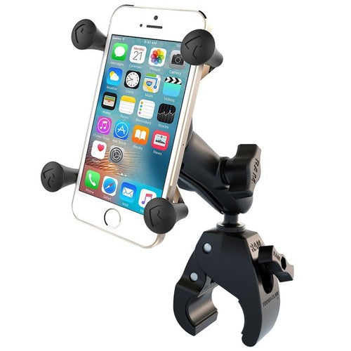 RAM Tough-Claw Handlebar & Rail Mount Kit with X-Grip Phone Holder – Universal Motorcycle, Bicycle & ATV Clamp Mount