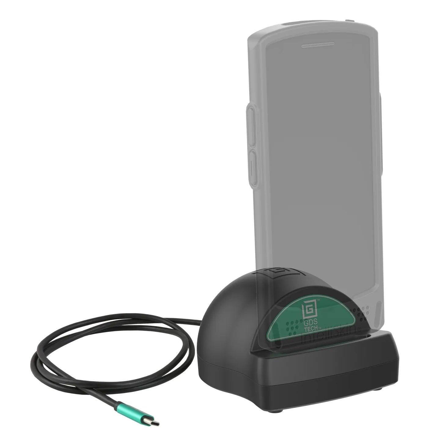 Device charger with stand and cable on a white background