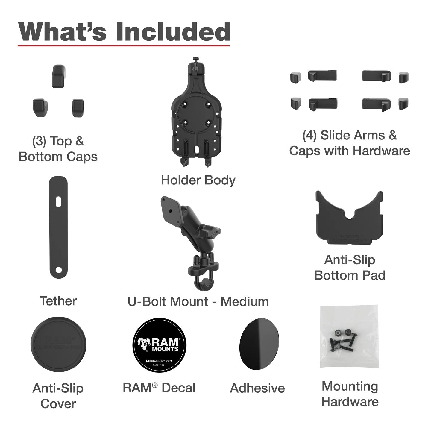 RAM Quick-Grip Pro Motorcycle Phone Mount Kit with U-Bolt Handlebar Base – MagSafe-Ready