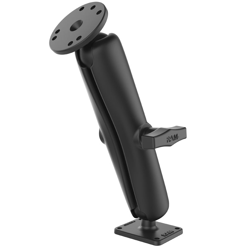RAM Drill Down Long Mount with Round and Rectangular 1.5" Ball Bases