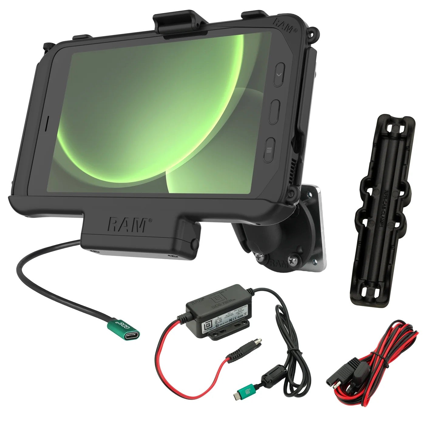 RAM EZ-Rollr USB-C Powered Mount with Backing Plate for Samsung Tab Active5, 3 & 2