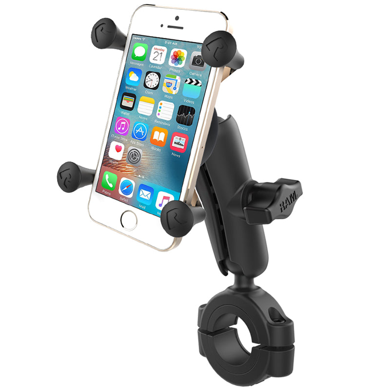 RAM X-Grip Phone Mount with 1" Ball & Torque Rail Base for Large Handlebars – Medium Arm