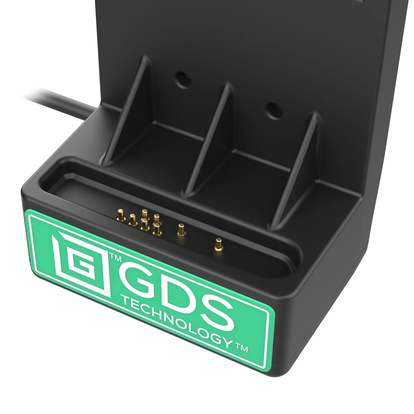 Close-up of RAM GDS pogo pin charging contacts for Zebra ET6x tablet dock