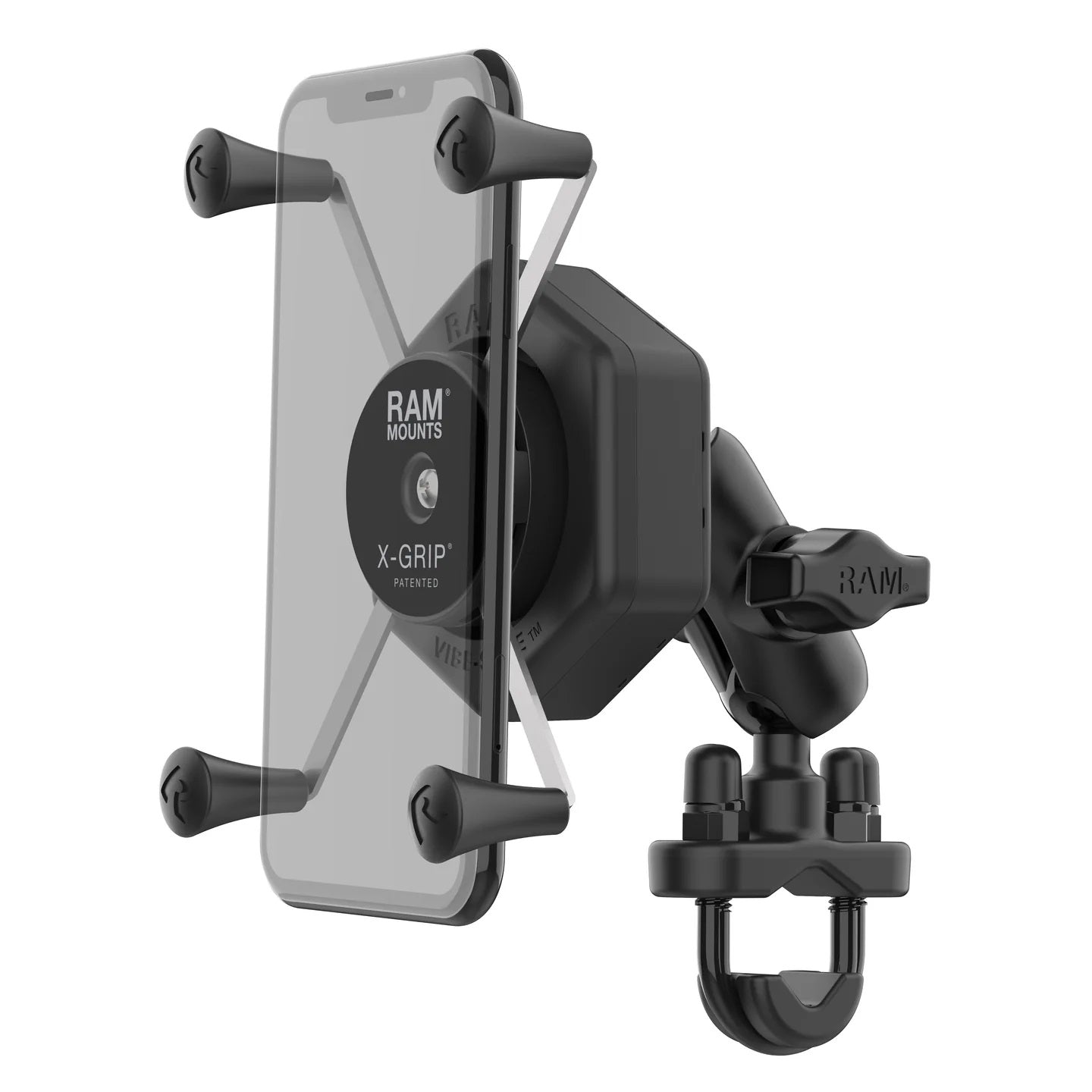 RAM X-Grip Large Phone Short Mount with Vibe-Safe & U-Bolt Base