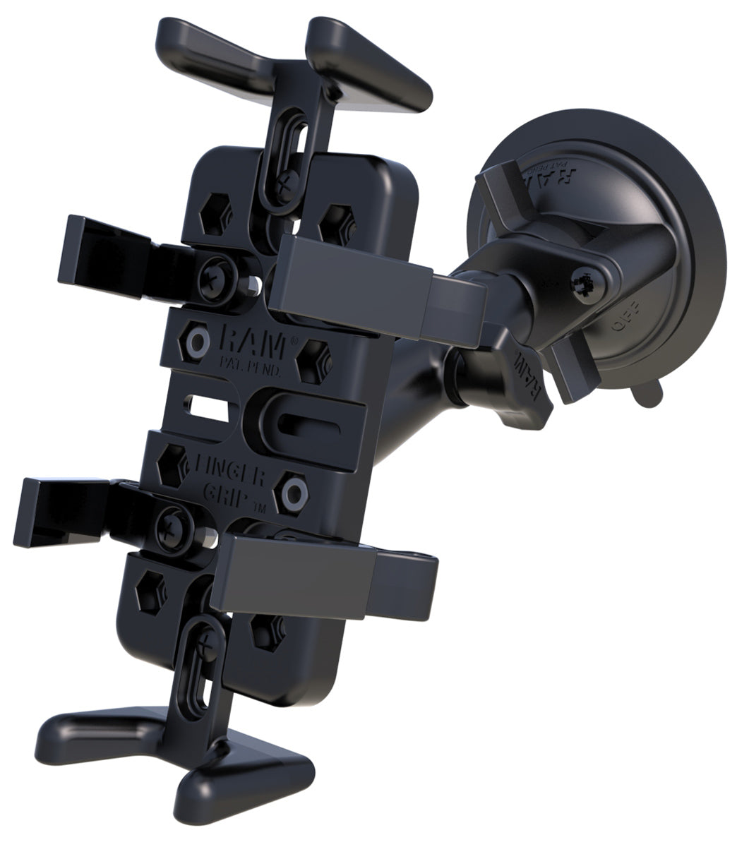 RAM Suction Cup 1" Ball Mount with Finger-Grip Holder for Phone, Radio & More