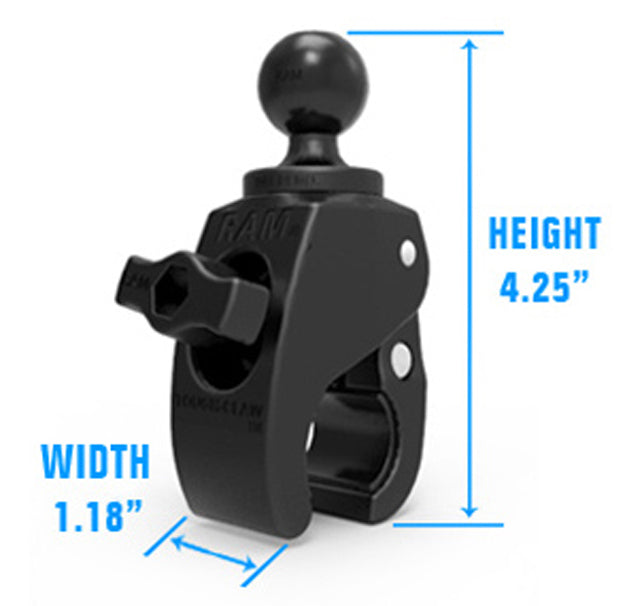 RAM® X-Grip® Large Phone Mount with Tough-Claw™ Small Clamp & Long Arm – Universal Motorcycle, Bike & ATV Phone Holder