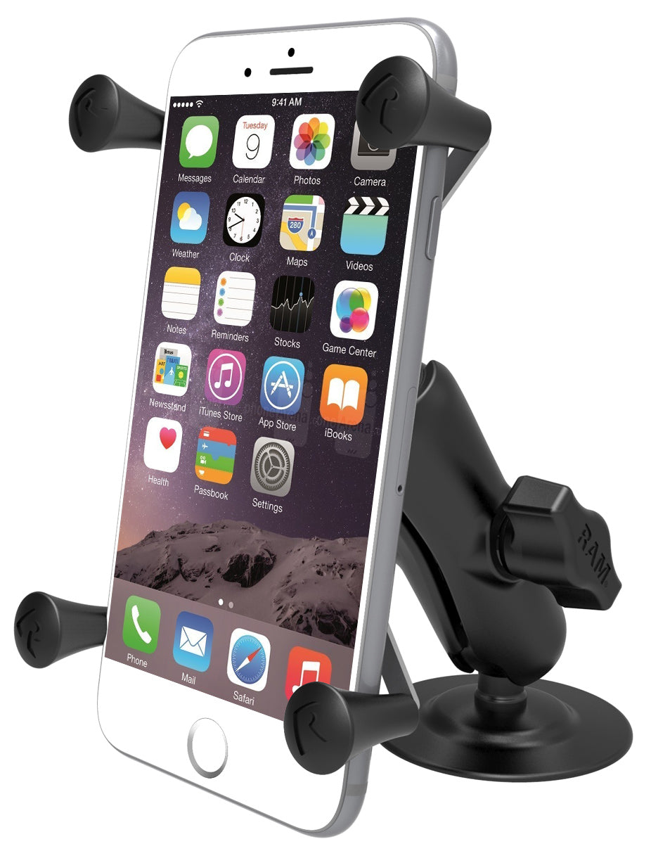 RAM® X-Grip® Large Phone Mount with Flex Adhesive Base – Universal Motorcycle, Car & Boat Smartphone Holder