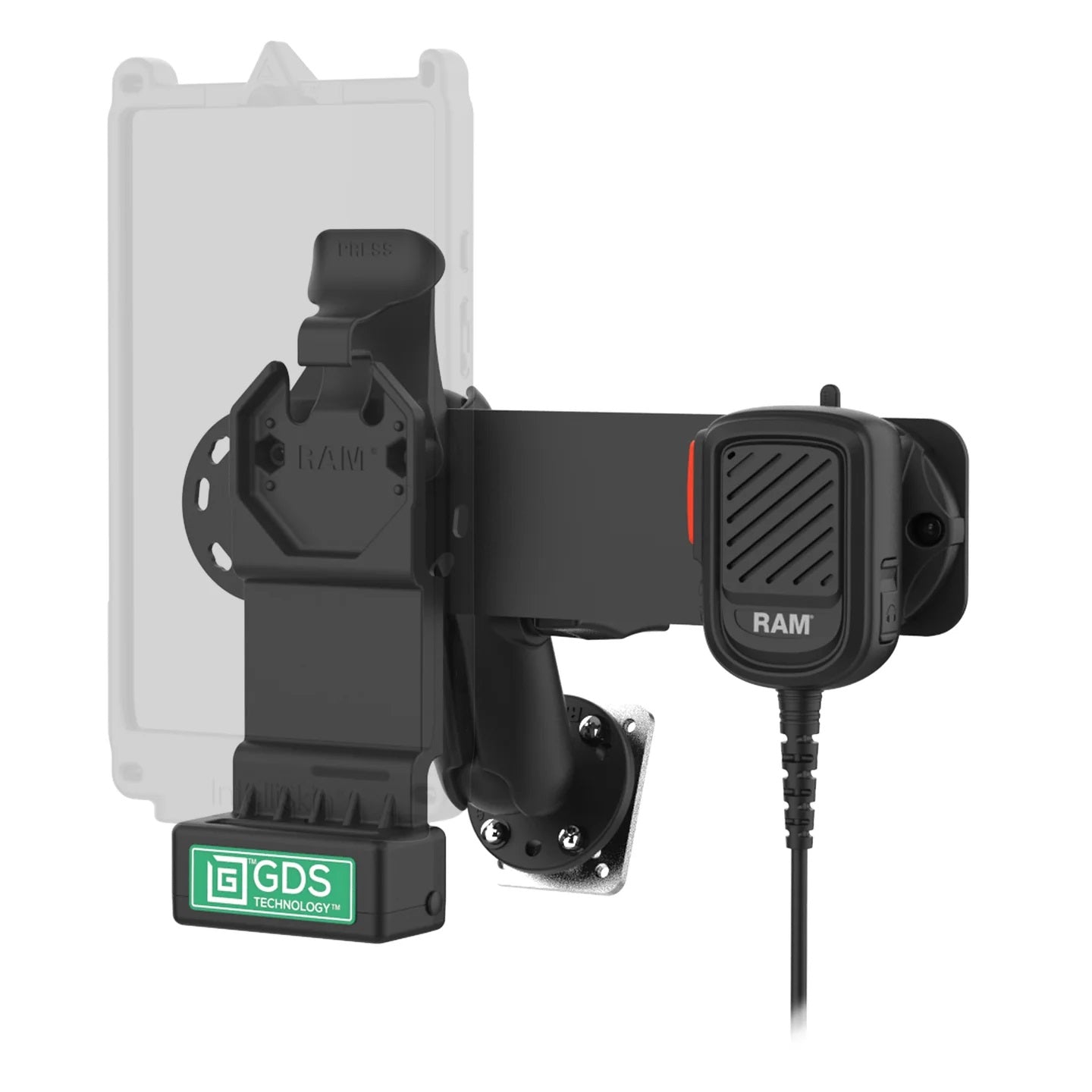 RAM GDS Uni-Conn PTT Remote Speaker Mic Bundle for Kodiak – Rugged PoC Communication Dock System