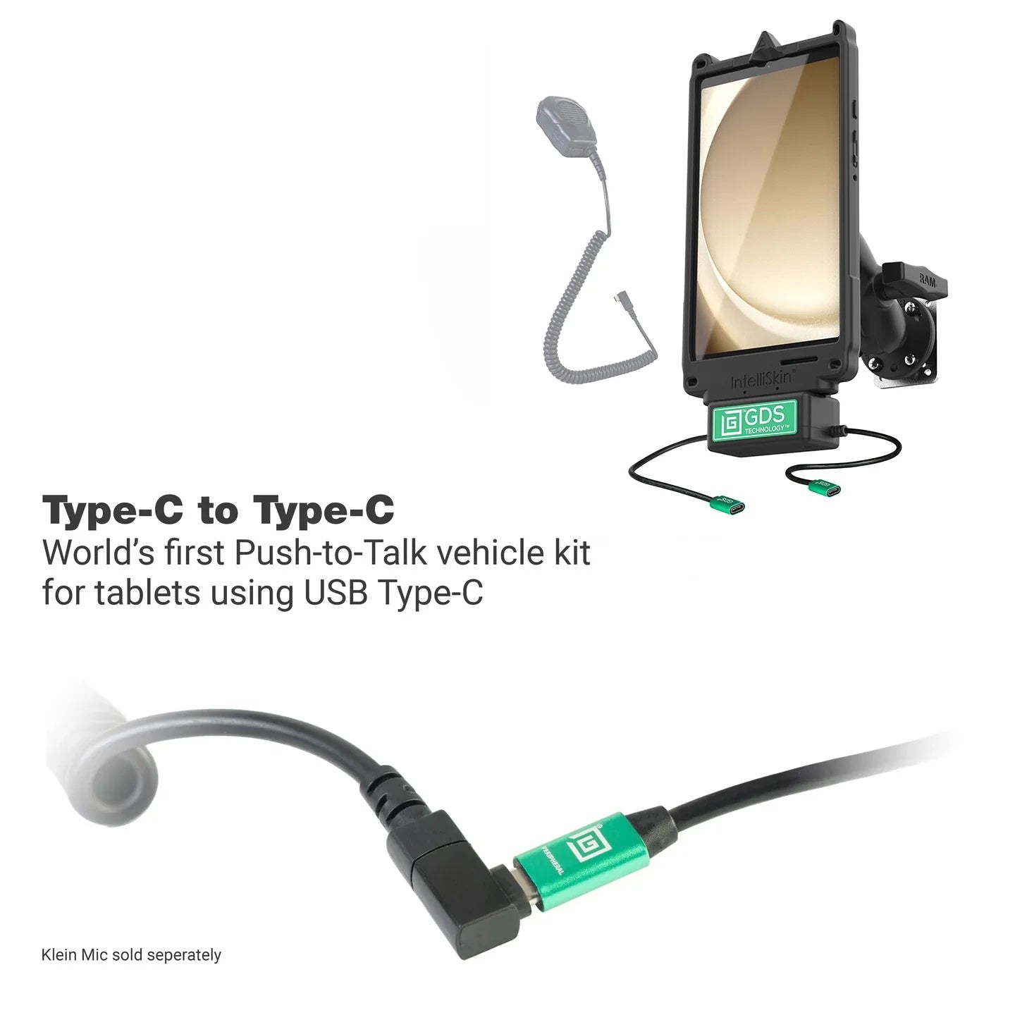 RAM GDS Uni-Conn Klein VALOR PTT Vehicle Bundle for Samsung Tab A9