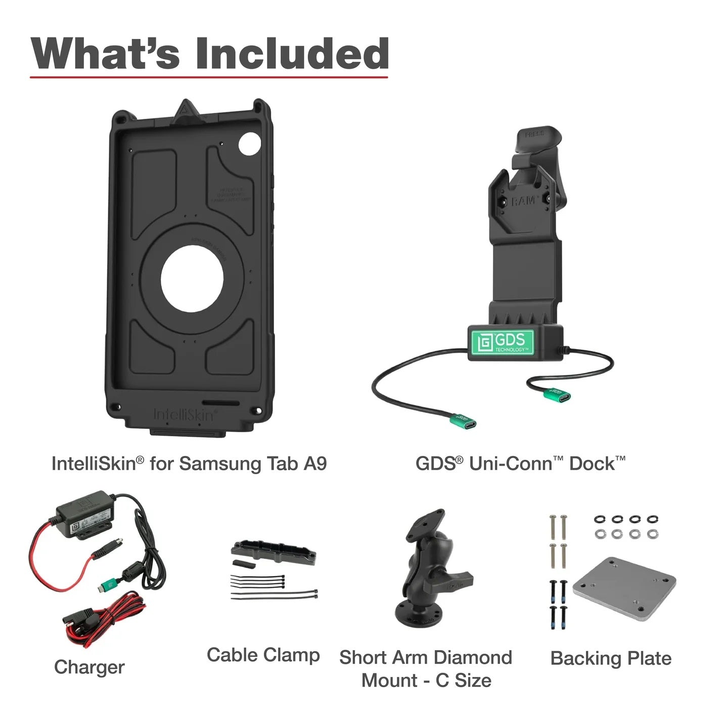 RAM GDS Uni-Conn Klein VALOR PTT Vehicle Bundle for Samsung Tab A9