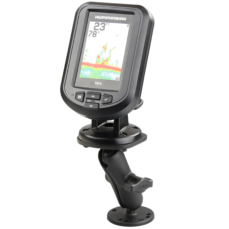 RAM Drill Down Round Base 1" Ball Mount for Humminbird Piranha + More