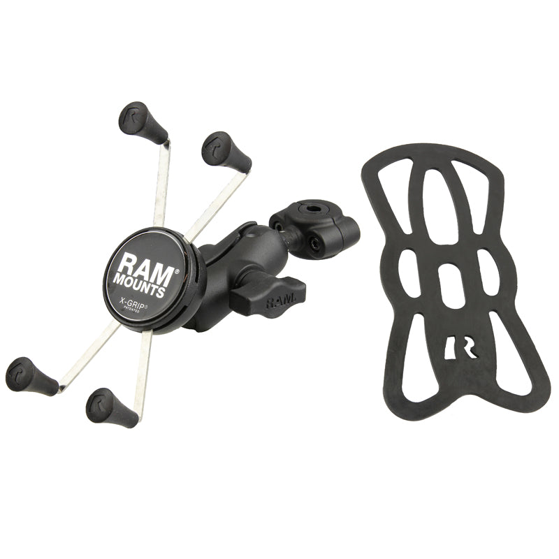 RAM X-Grip Large Phone Mount with Torque Small Rail Base & Short Arm – Motorcycle Handlebar Phone Holder