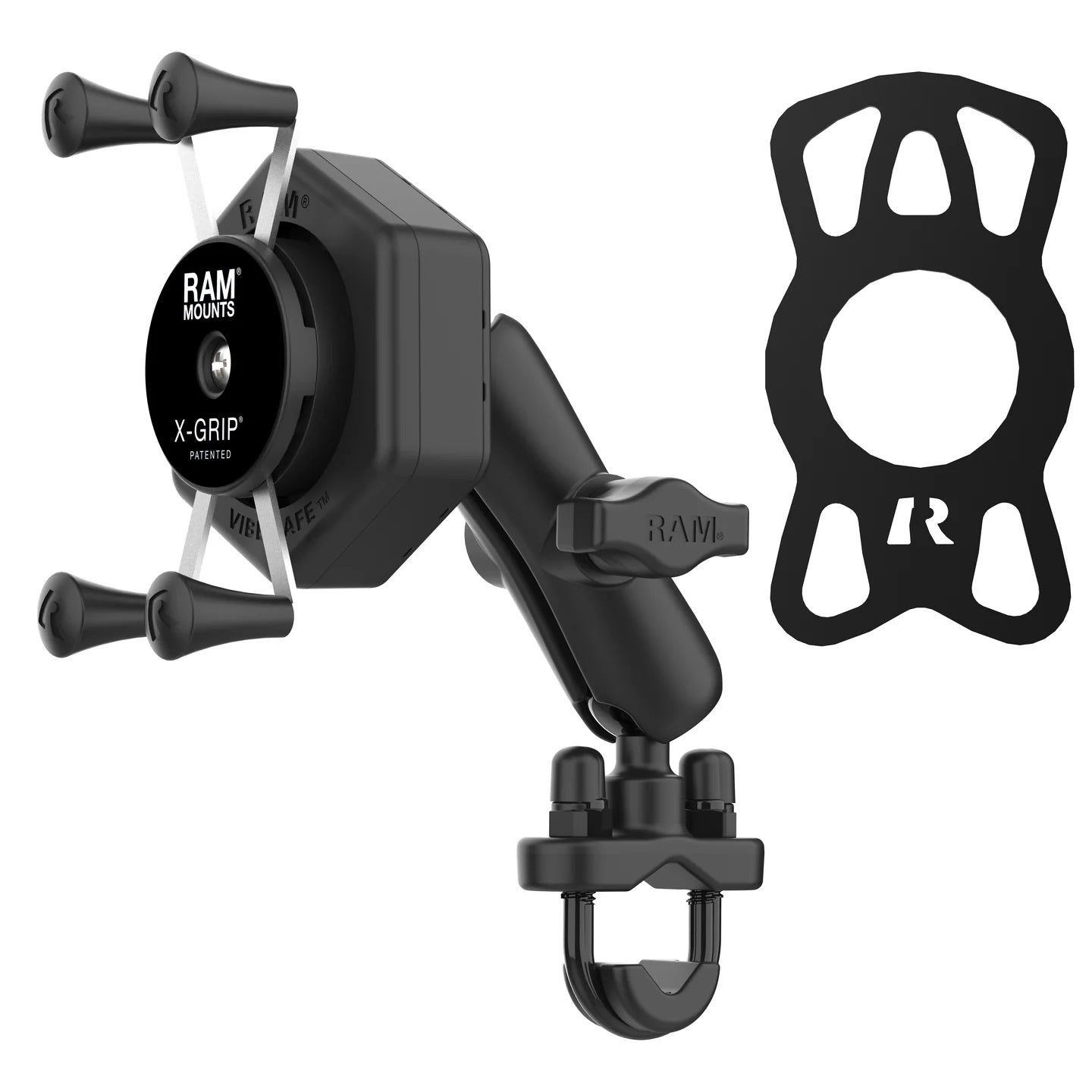 RAM X-Grip Motorcycle Phone Mount with Vibe-Safe Vibration Dampener & U-Bolt Handlebar Base – Medium Device Holder