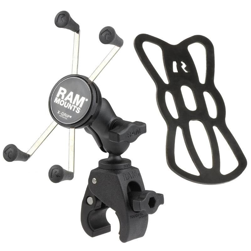 RAM® X-Grip® Large Phone Mount with Tough-Claw™ Small Clamp Base – Short Arm | Rugged, Quick-Release Handlebar Mount
