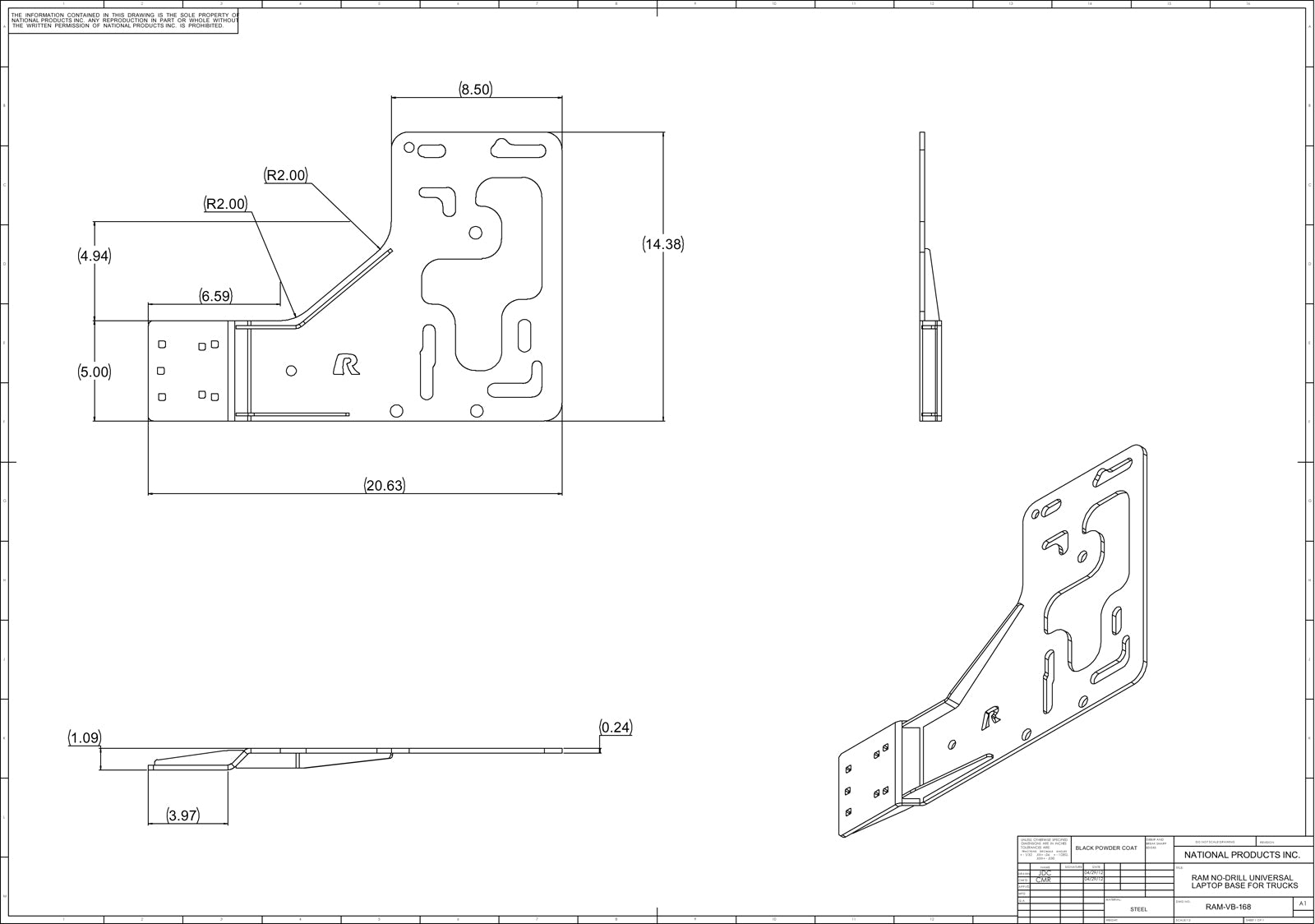 RAM-RAM No-Drill Universal Vehicle Base for Semi and Heavy Duty Trucks RAM-VB-168-168