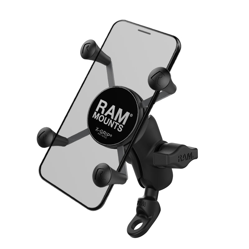 RAM X-Grip Motorcycle Phone Mount with 9mm Angled Bolt Adapter – Short Arm