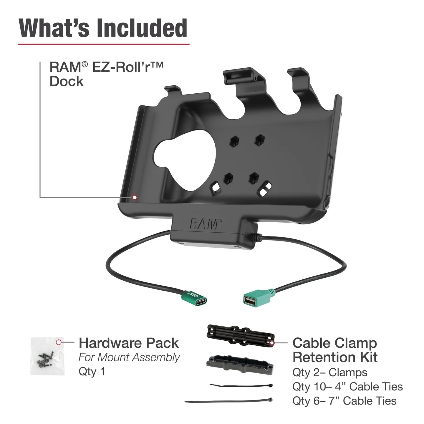RAM EZ-Roll'r Power + Data Dock for Samsung Tab Active5 & 3