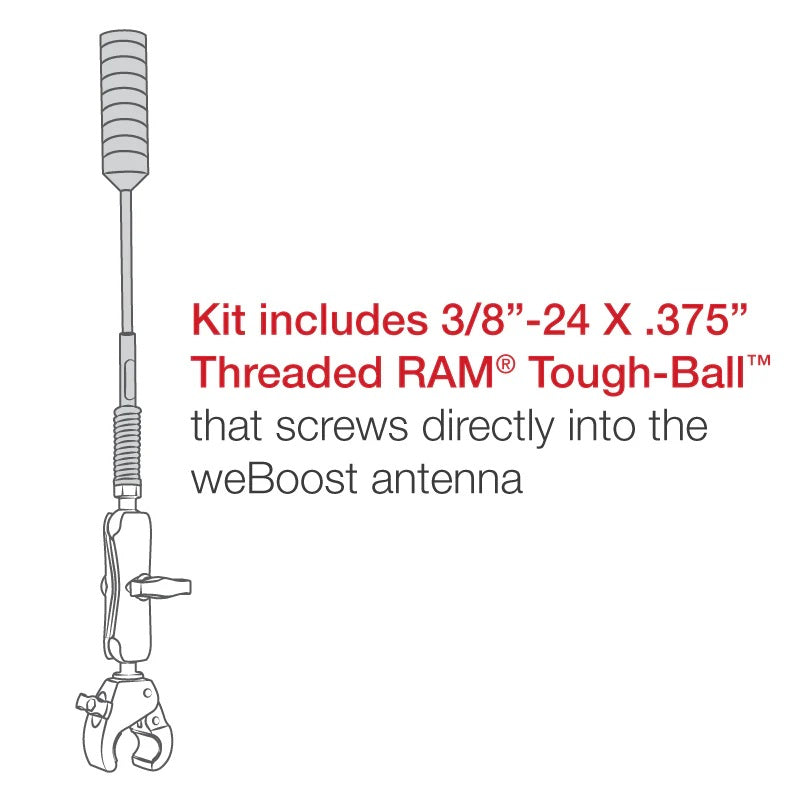 RAM Tough-Claw Heavy Duty weBoost Antenna Mount – C Size Rail Clamp Kit