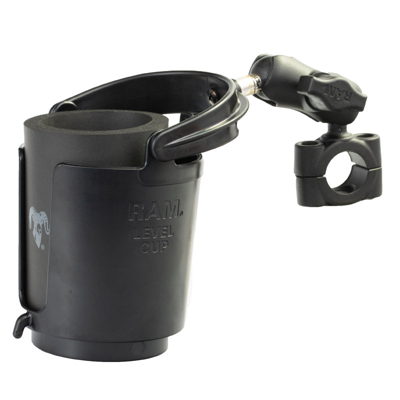 RAM Torque Short Mount for 3/4" - 1" Rails with Level Cup 16oz Drink Holder
