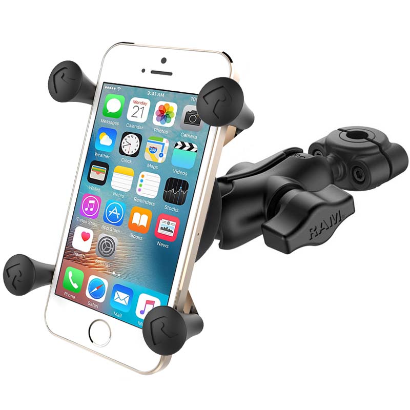 RAM X-Grip Phone Mount with 1" Ball & Torque Small Rail Base – Short Arm | Secure Phone Holder