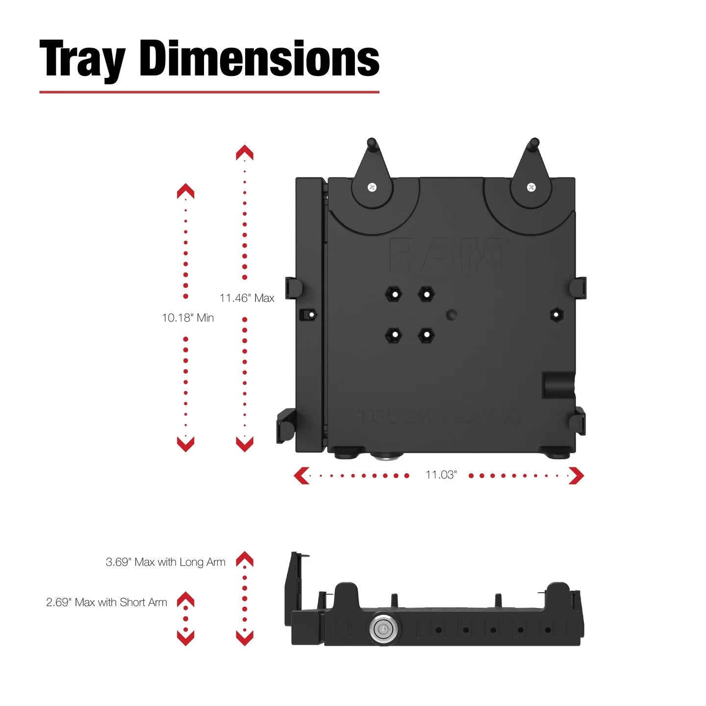 Laptop Tray for Vehicle Mounts – Spring-Loaded Tough-Tray III | RAM Mounts