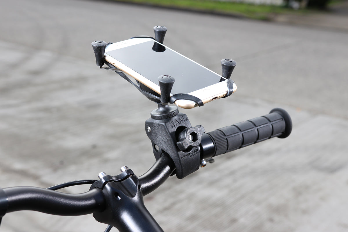 RAM® X-Grip® Large Phone Mount with Tough-Claw™ Snap-Link Clamp – Universal Motorcycle & ATV Phone Holder