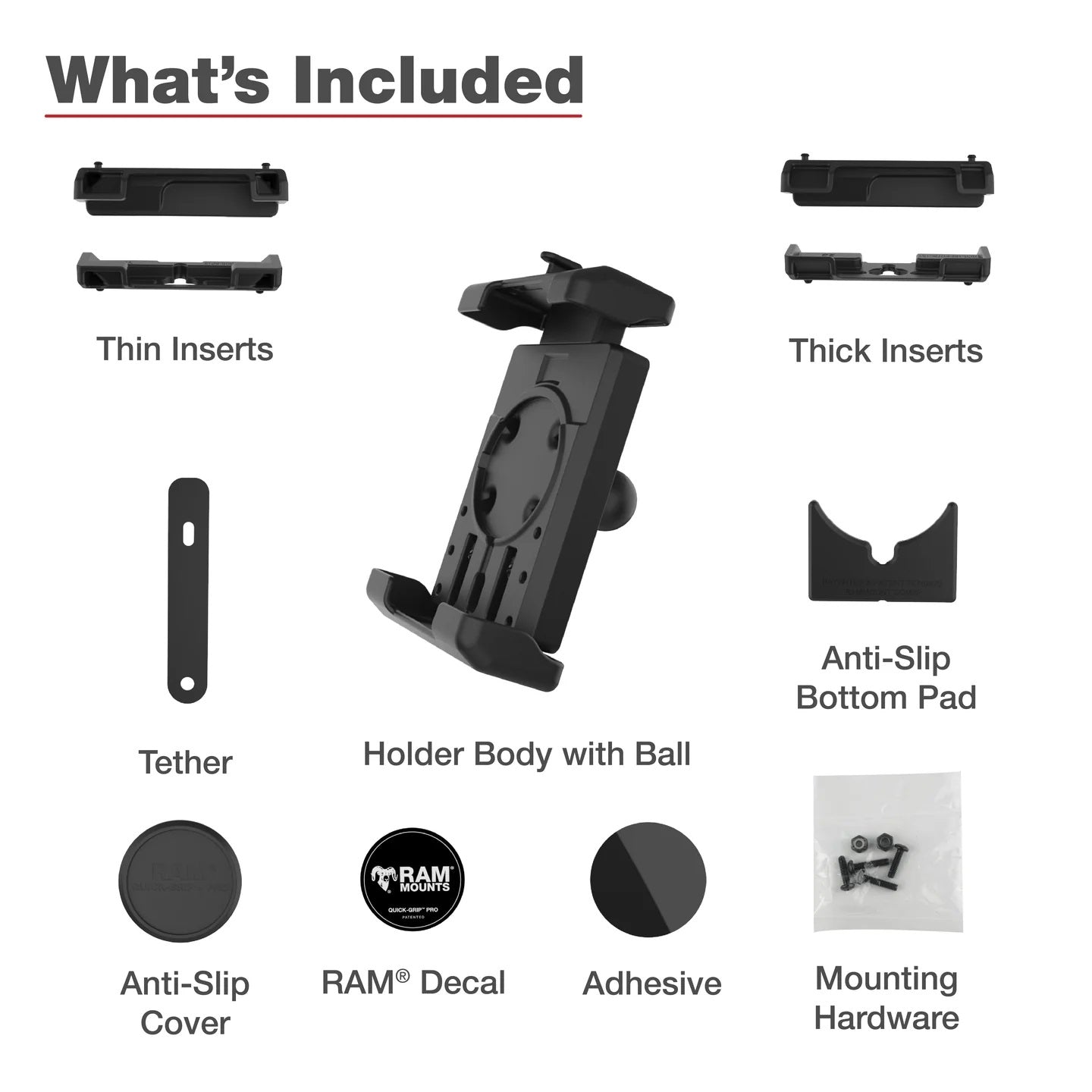 RAM® Quick-Grip™ Pro XL Universal Phone Holder with 1” Ball Mount