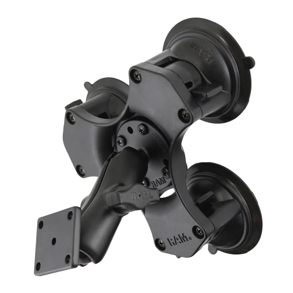 RAM Twist-Lock Triple Suction Cup Mount with Rectangle AMPS Plate – RAM-B-139U-224