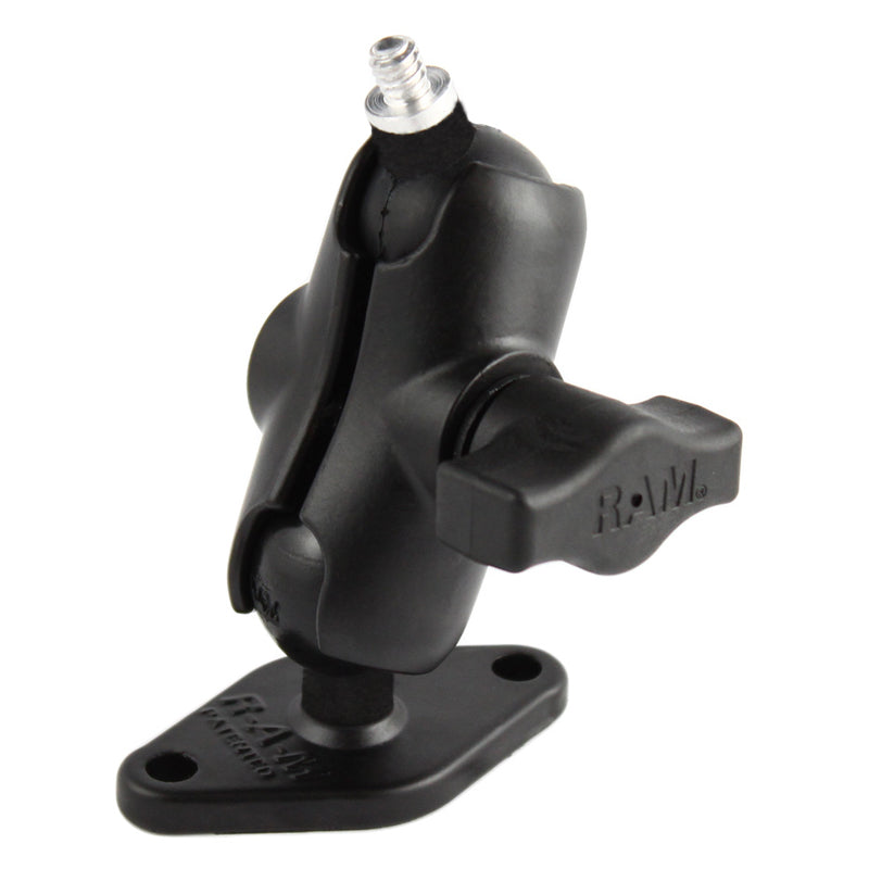 RAM Drill Down 1" Ball Short Mount with Diamond Base and 1/4"-20 Threaded Stud