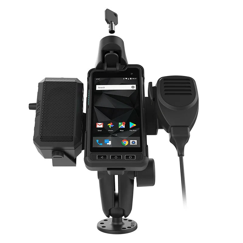 Rugged RAM® Hardwired PTT Speaker Bundle with Powered Locking Cradle for Sonim XP8