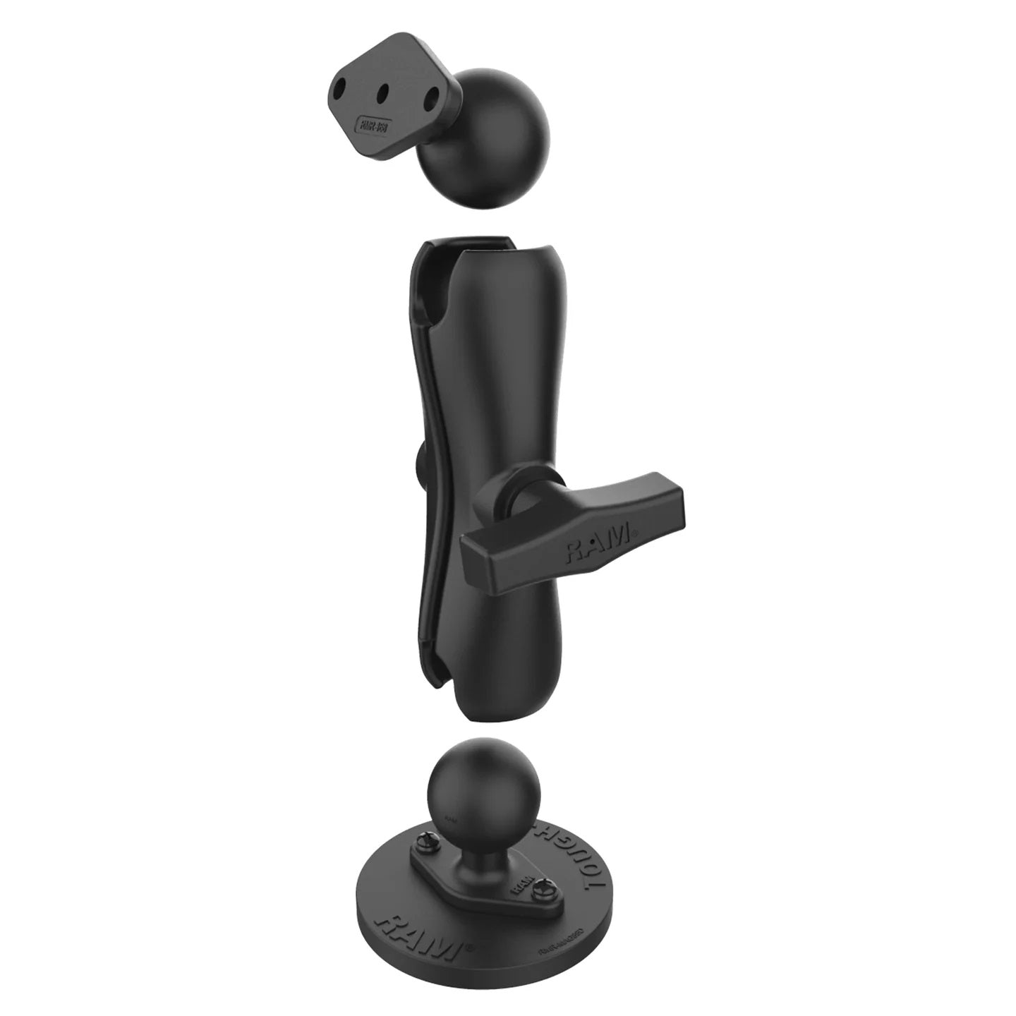 Close-up of RAM Tough-Mag magnetic base with rubber-coated industrial magnets