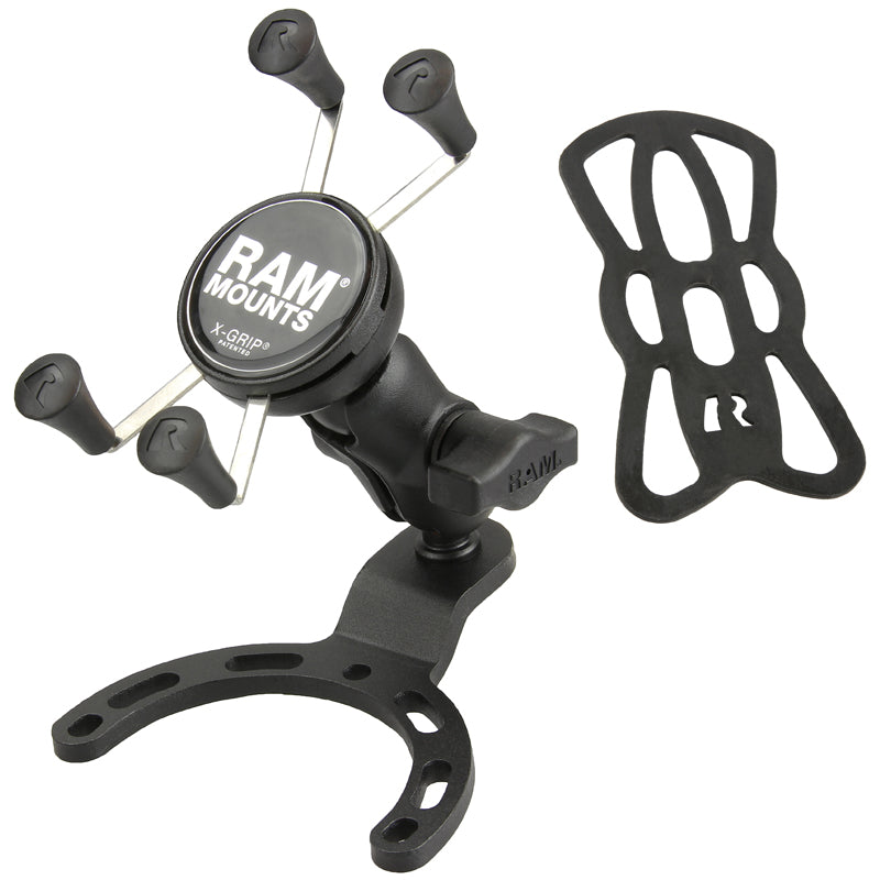 RAM Motorcycle Gas Tank Small Base Mount with X-Grip Phone Holder and 1" Ball