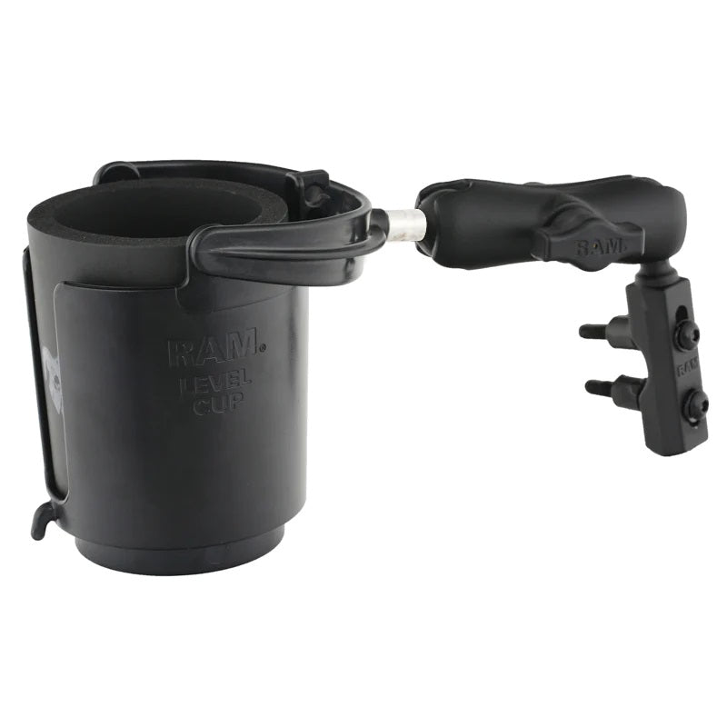 RAM Motorcycle Clutch / Brake / Handlebar Mount with Level Cup 16oz Drink Holder