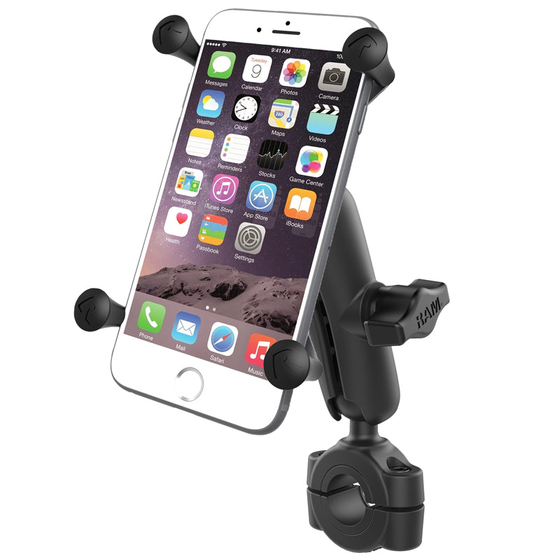 RAM® X-Grip® Large Phone Mount with Torque™ Handlebar Base & Medium Arm – Universal Motorcycle Phone Holder for 3/4"–1" Rails