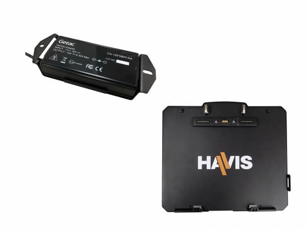 Havis Docking Station for Getac K120 Convertible Laptop with Triple Pass-Thru Antenna Connections & External Power Supply