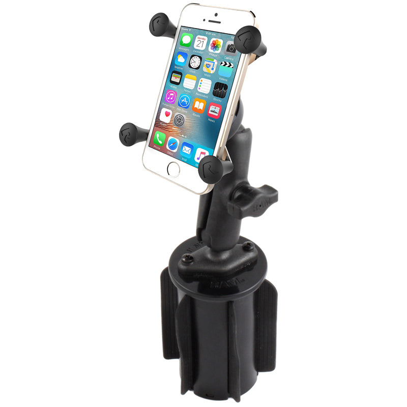 RAM X-Grip Phone 1" Ball Mount with RAM-A-CAN™ II Cup Holder Base – Universal Car Cup Phone Holder