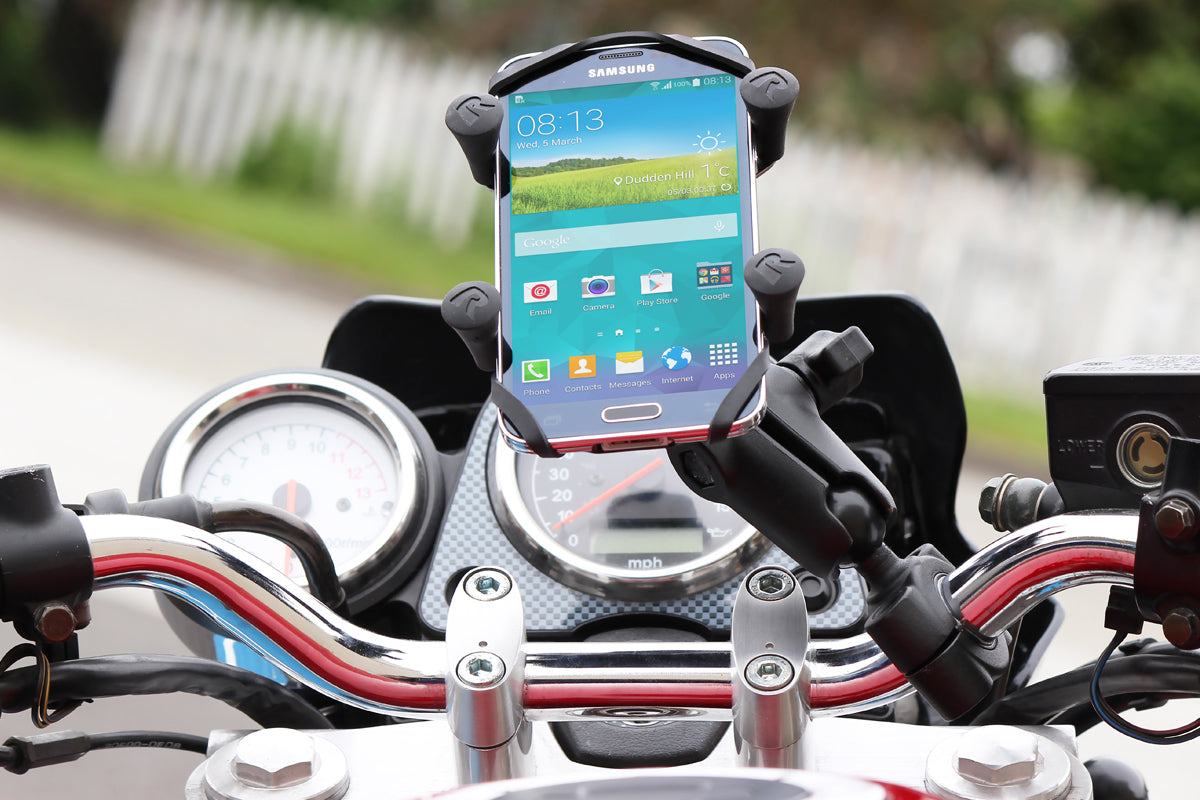 RAM® X-Grip® Phone Mount with Torque™ Medium Rail Base – Secure Motorcycle & ATV Handlebar Phone Holder (Medium)