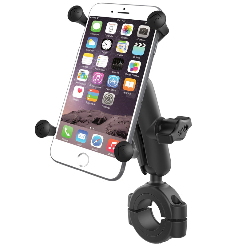 RAM® X-Grip® Large Phone Mount with Torque™ Large Rail Base & Medium Arm – Motorcycle / ATV Handlebar Phone Holder
