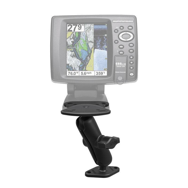 RAM Drill Down 1" Ball Diamond Base Mount for Humminbird, Lowrance Elite5+ More