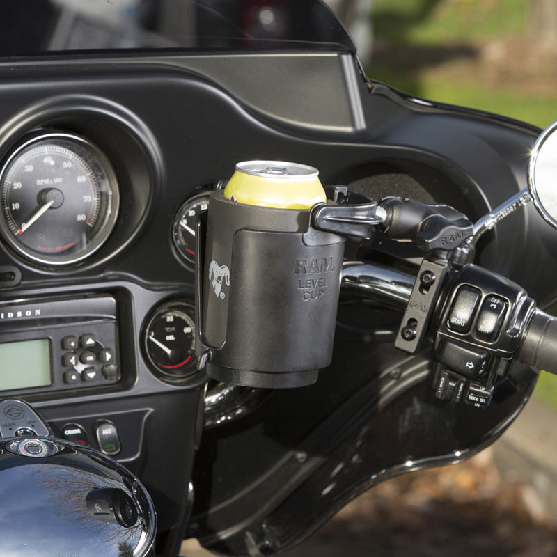 RAM Clutch / Brake 1 Inch Ball Short Mount with Level Cup 16 oz Drink Cup Holder