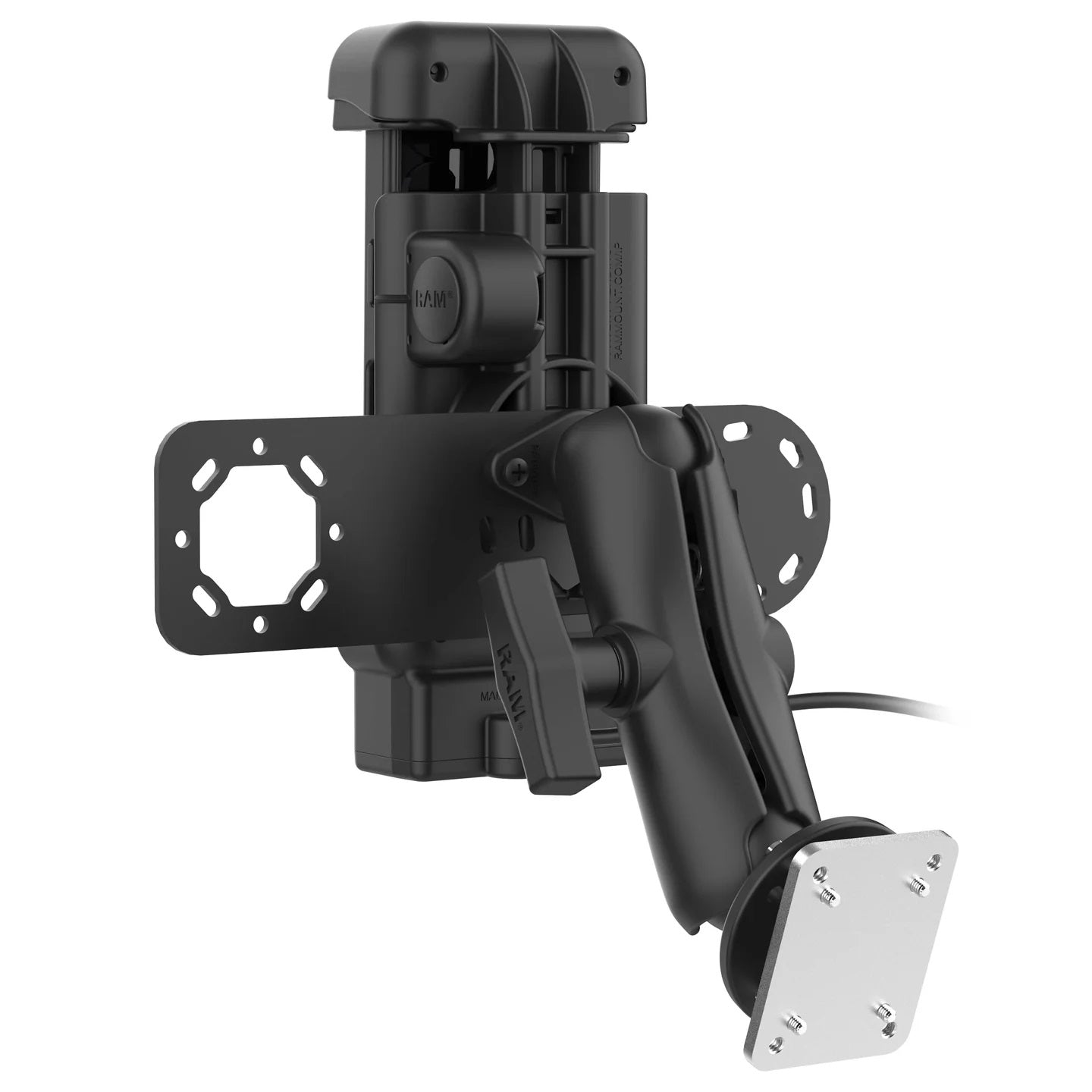 Rear view of GDS Aina PTT Vehicle Bundle showing IntelliSkin sleeve, dock