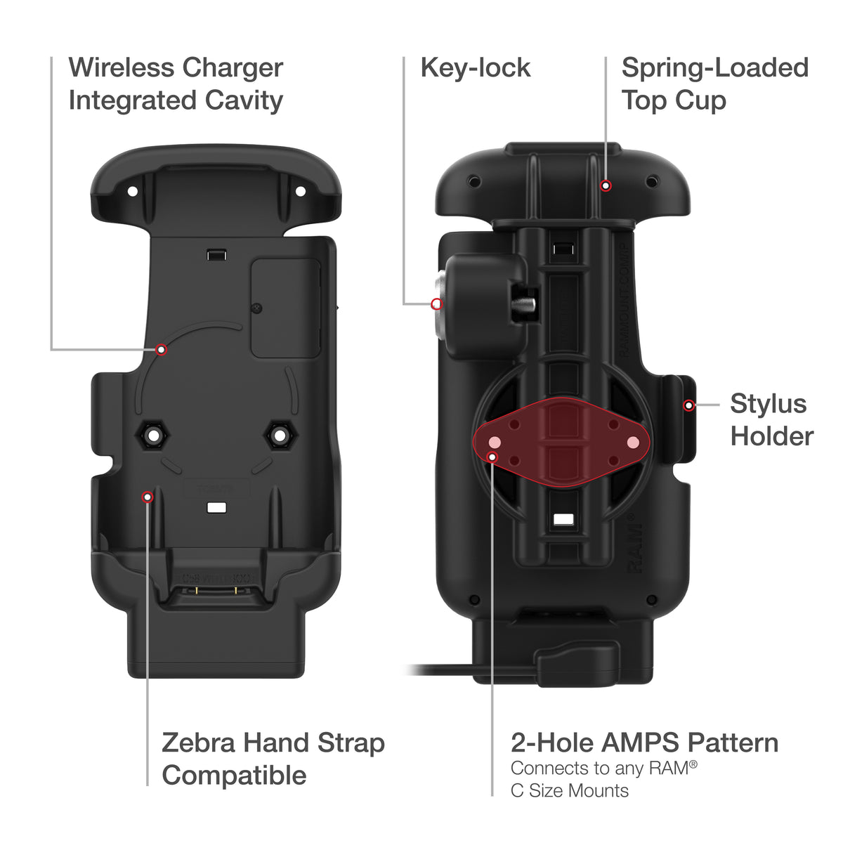RAM Key-Locking Form-Fit Powered Dock for Zebra TC73 & TC78 – RAM-HOL-ZE17L-1U