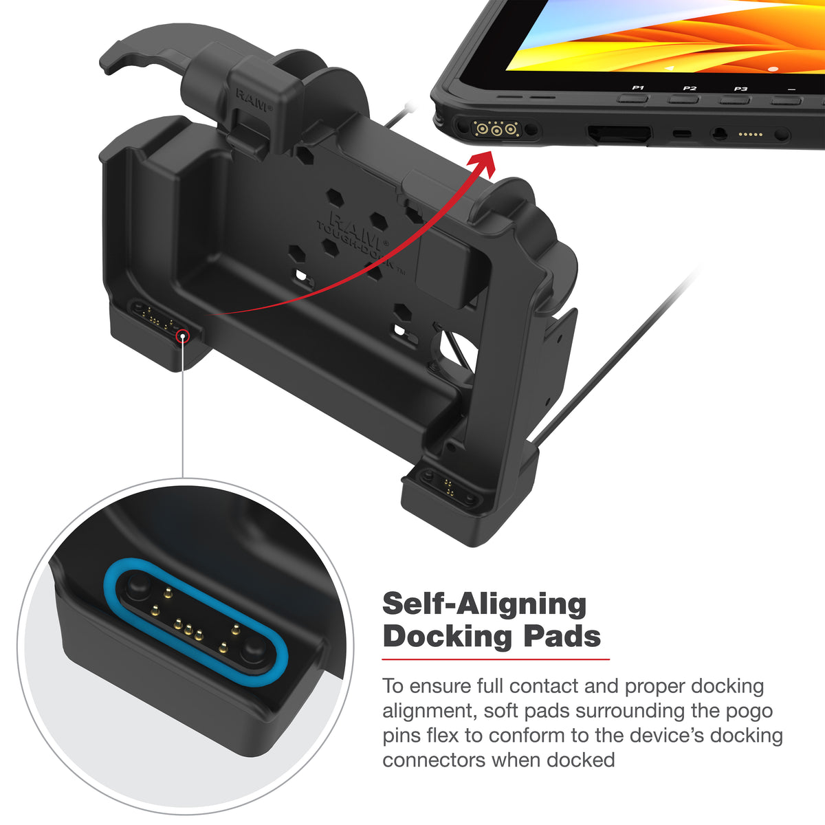 RAM Power + Data Locking Dock for Zebra ET60 & ET65 Tablets – RAM-HOL-ZE25PDLU
