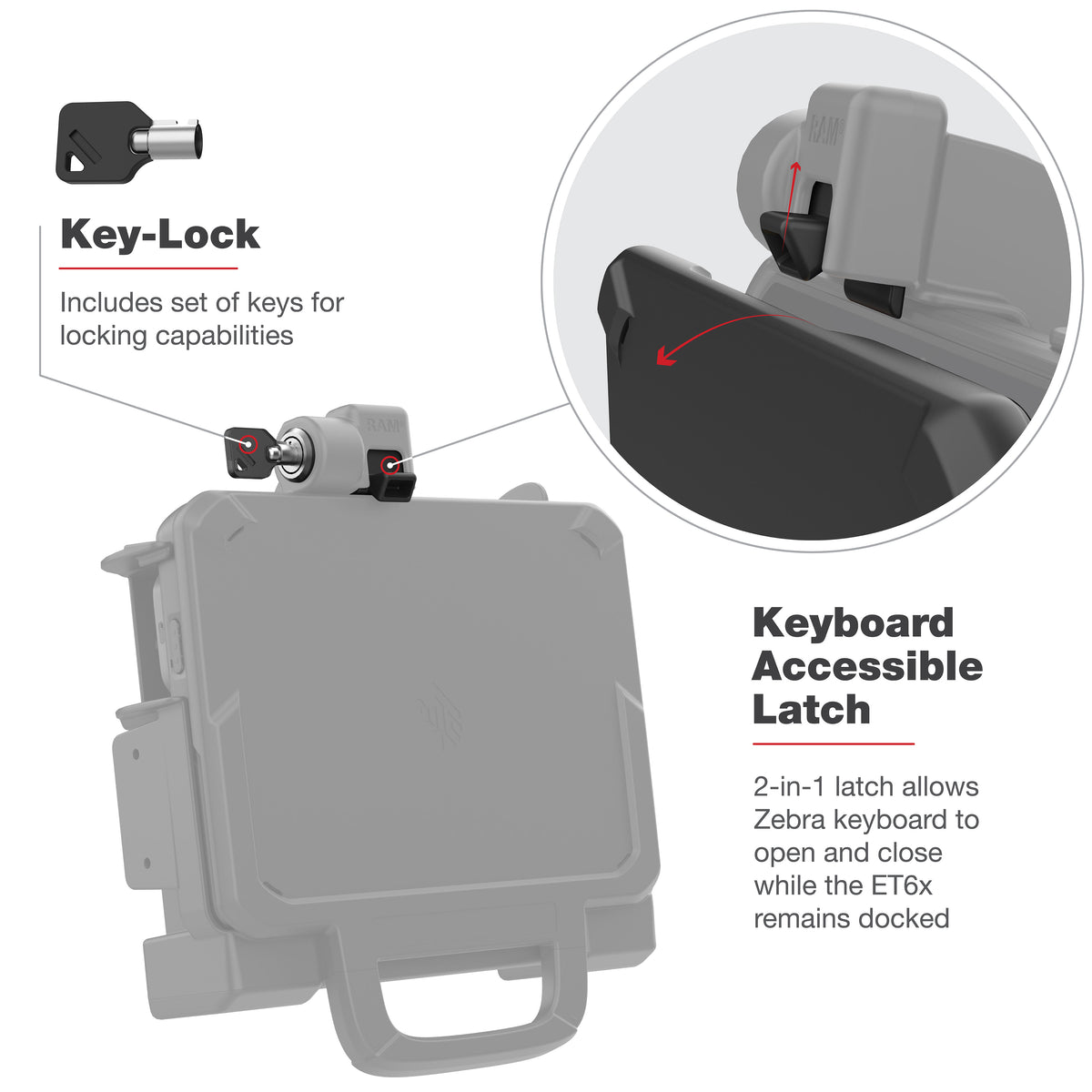 RAM Powered Locking Dock for Zebra ET60 & ET65 Tablets – RAM-HOL-ZE25PLU