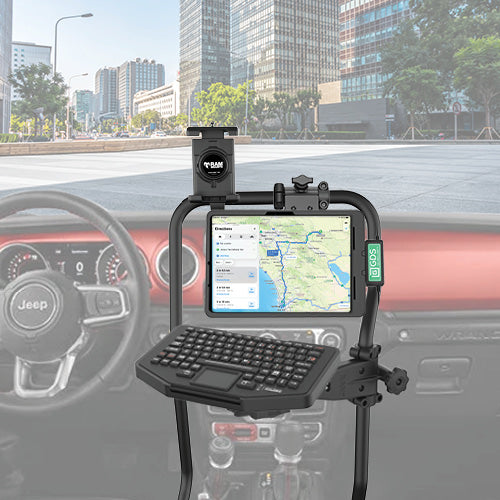 RAM Tough-Bar Vehicle Mounting Base with Track Ball Bases for 2018-2023 Jeep Wrangler & 2020-2023 Gladiator – RAM-TB-9-TRA1
