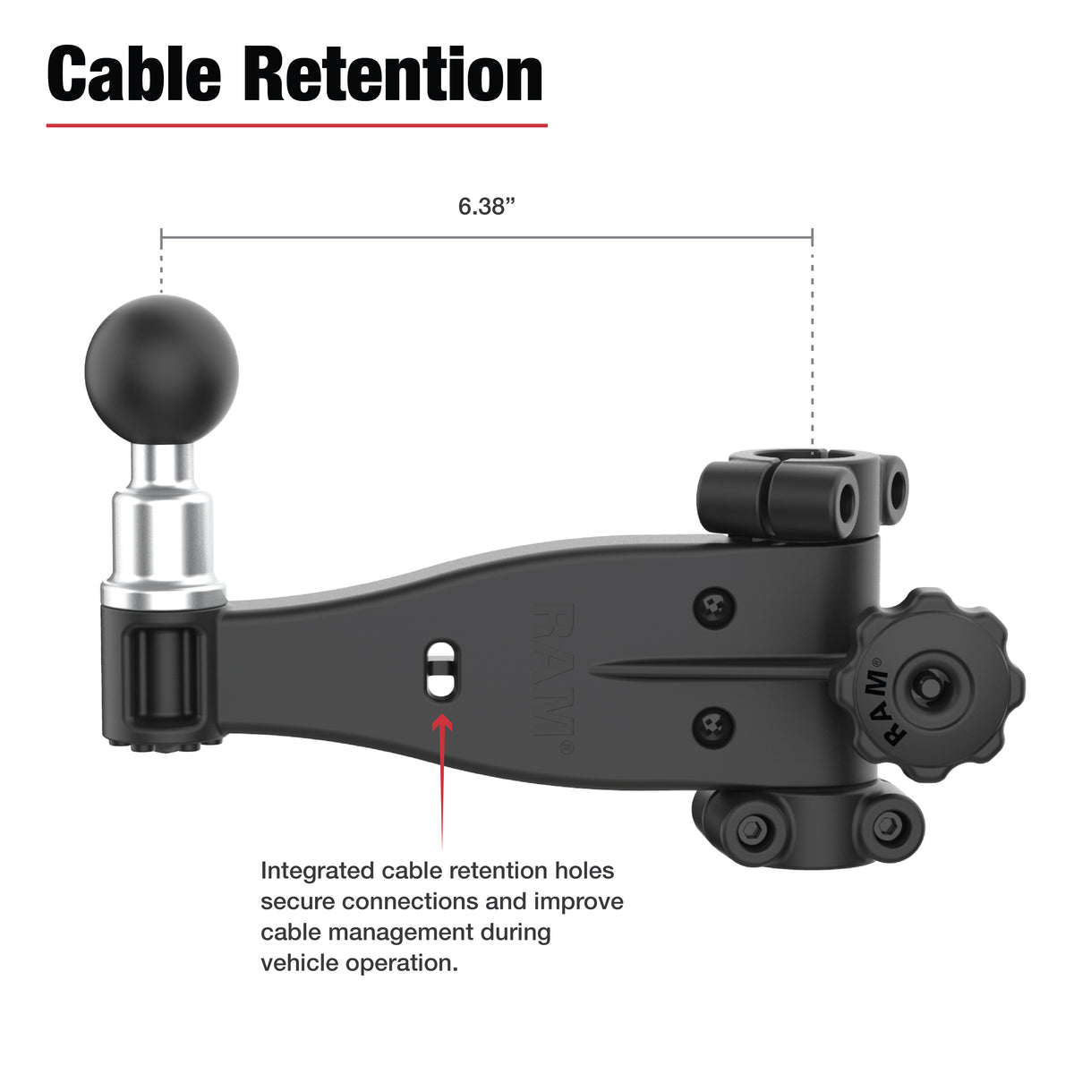 RAM Friction Hinge Arm with C Size Pin-Lock Ball for Tough-Bar – RAM-TB-FHA2-1BU